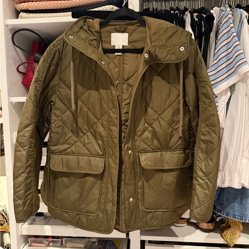 Quilted fall jacket with hood
